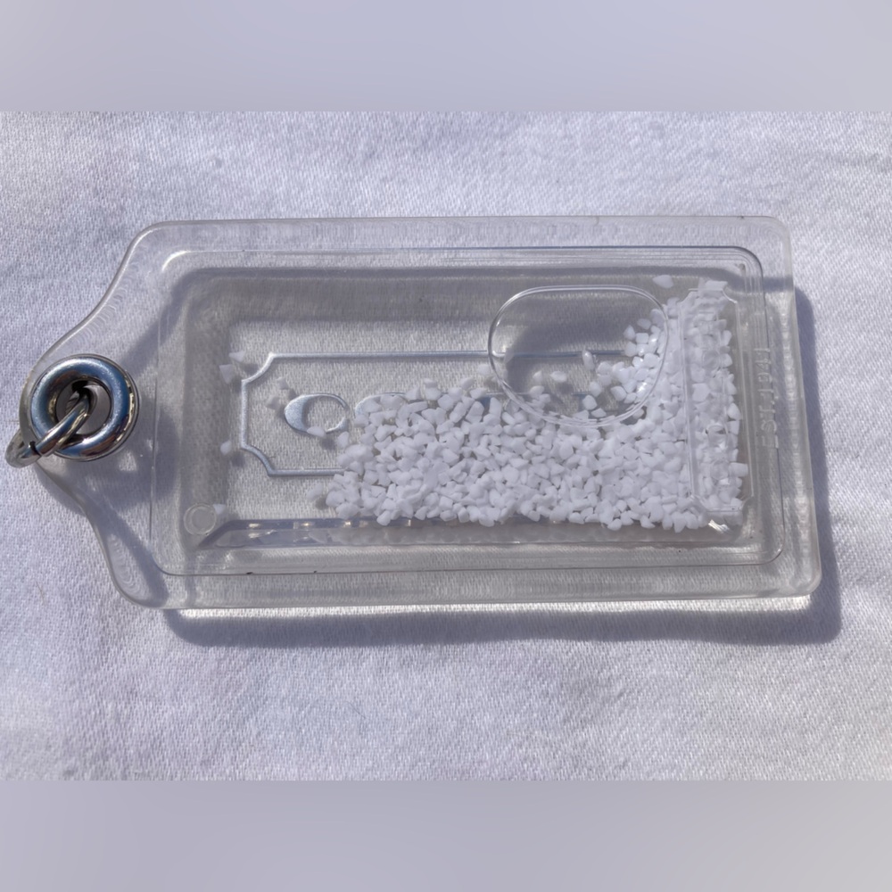 Clear Acrylic Keychain with White Beads